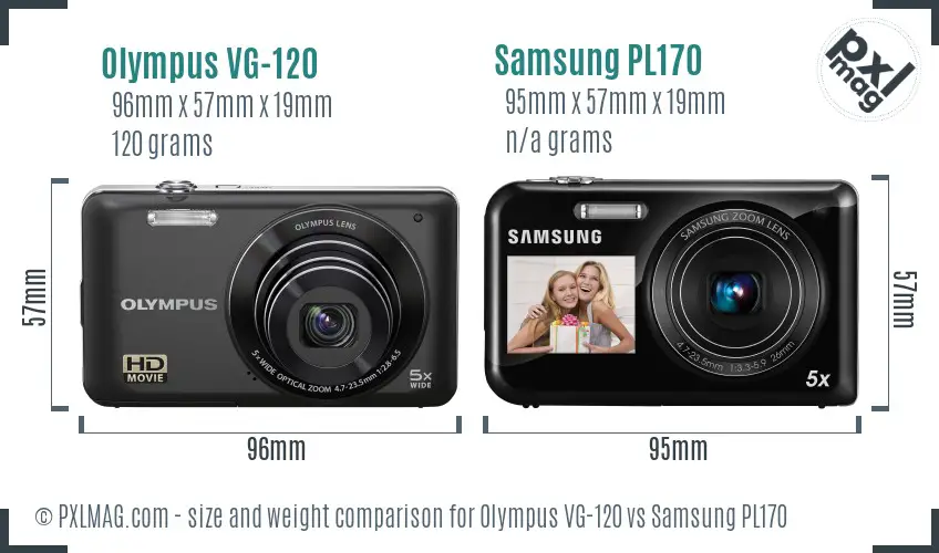 Olympus VG-120 vs Samsung PL170 size comparison
