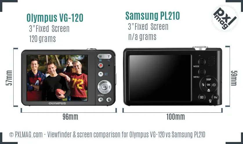 Olympus VG-120 vs Samsung PL210 Screen and Viewfinder comparison