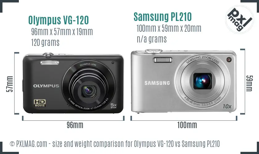 Olympus VG-120 vs Samsung PL210 size comparison