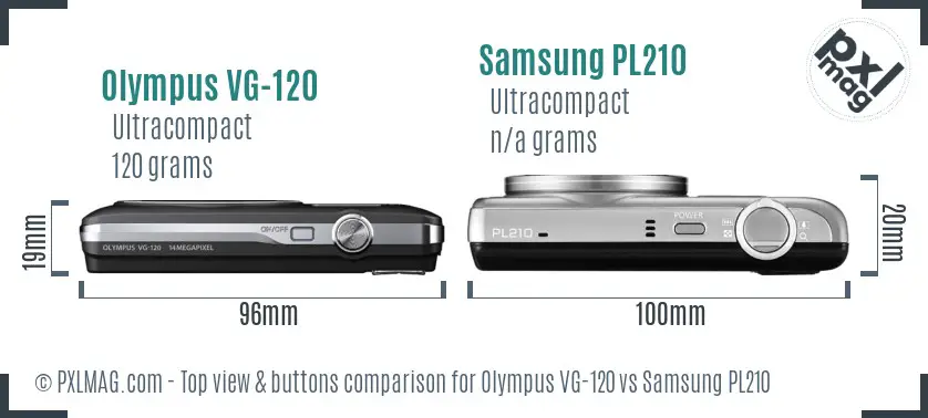 Olympus VG-120 vs Samsung PL210 top view buttons comparison