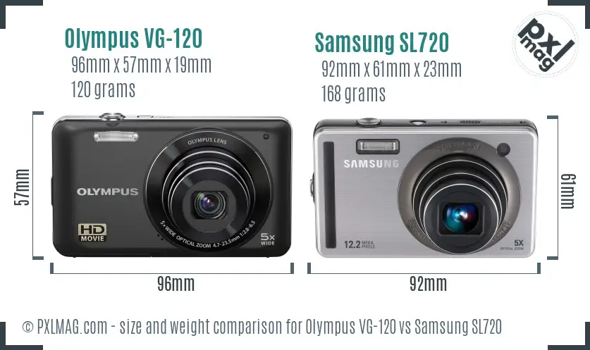 Olympus VG-120 vs Samsung SL720 size comparison