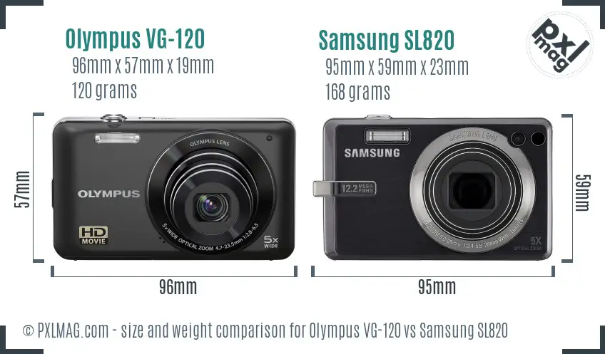 Olympus VG-120 vs Samsung SL820 size comparison