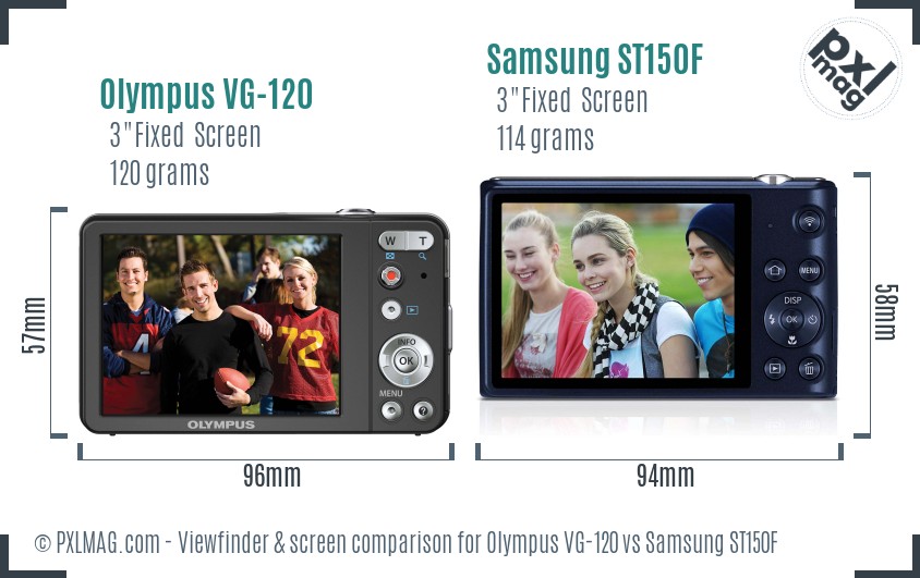 Olympus VG-120 vs Samsung ST150F Screen and Viewfinder comparison