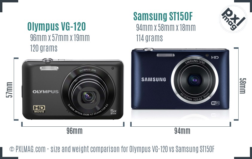 Olympus VG-120 vs Samsung ST150F size comparison Olympus VG-120 vs Samsung ST150F size comparison