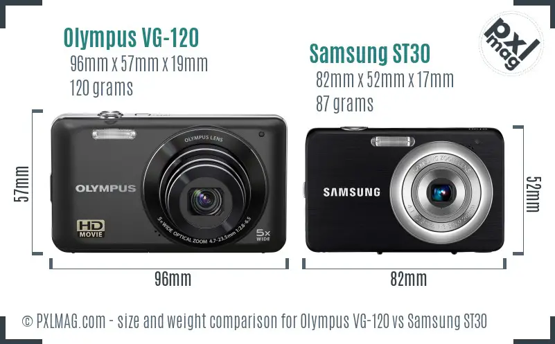 Olympus VG-120 vs Samsung ST30 size comparison