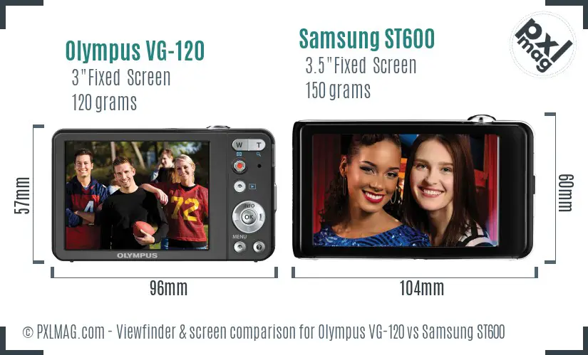 Olympus VG-120 vs Samsung ST600 Screen and Viewfinder comparison