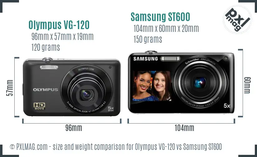 Olympus VG-120 vs Samsung ST600 size comparison