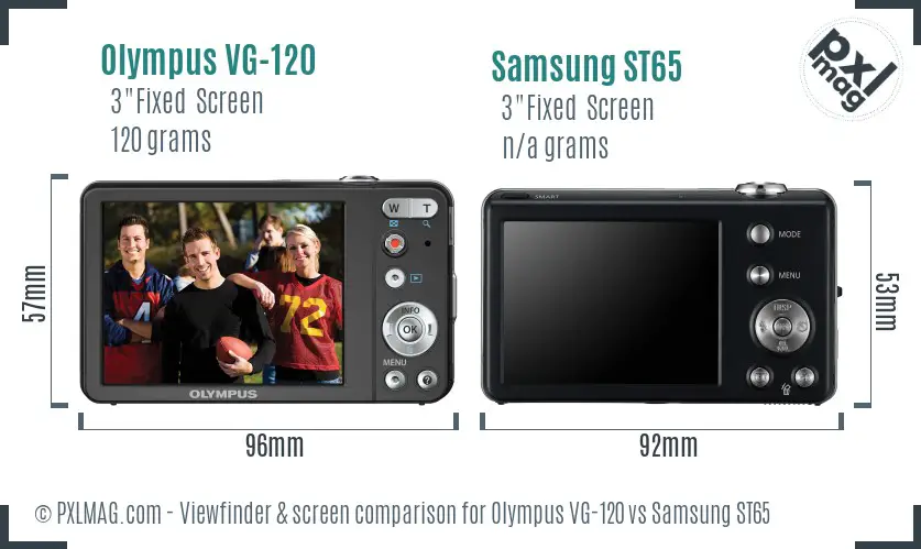 Olympus VG-120 vs Samsung ST65 Screen and Viewfinder comparison Olympus VG-120 vs Samsung ST65 Screen and Viewfinder comparison