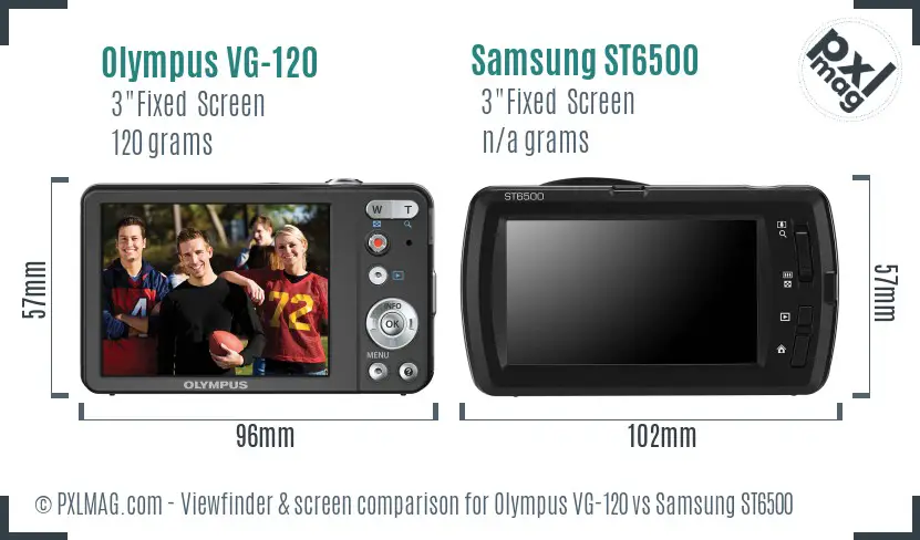Olympus VG-120 vs Samsung ST6500 Screen and Viewfinder comparison
