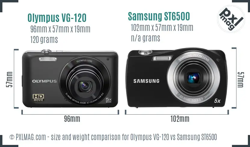 Olympus VG-120 vs Samsung ST6500 size comparison