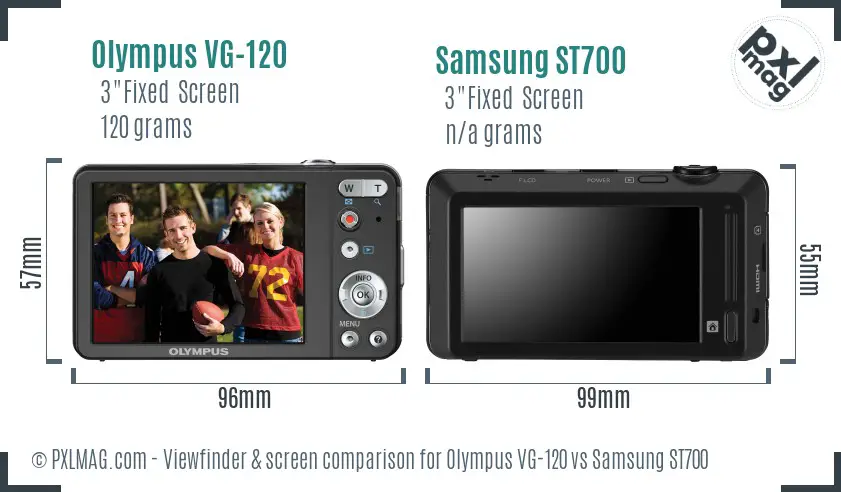 Olympus VG-120 vs Samsung ST700 Screen and Viewfinder comparison