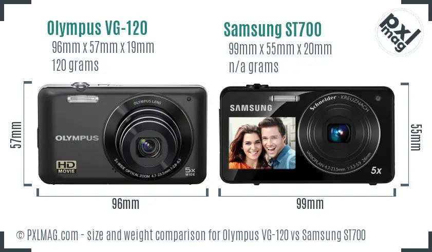 Olympus VG-120 vs Samsung ST700 size comparison