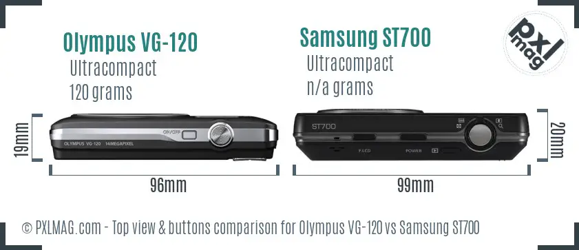 Olympus VG-120 vs Samsung ST700 top view buttons comparison