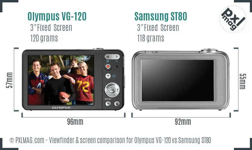 Olympus VG-120 vs Samsung ST80 Screen and Viewfinder comparison