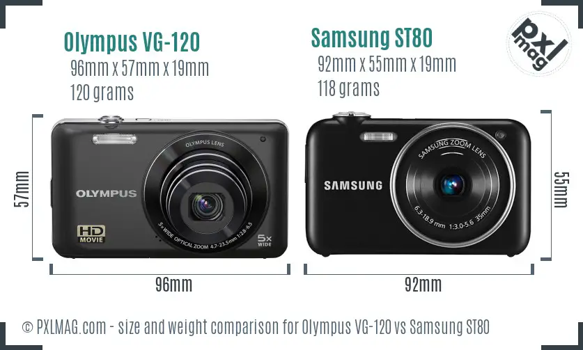 Olympus VG-120 vs Samsung ST80 size comparison