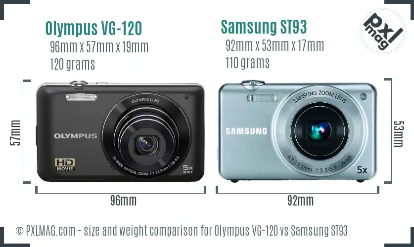 Olympus VG-120 vs Samsung ST93 size comparison