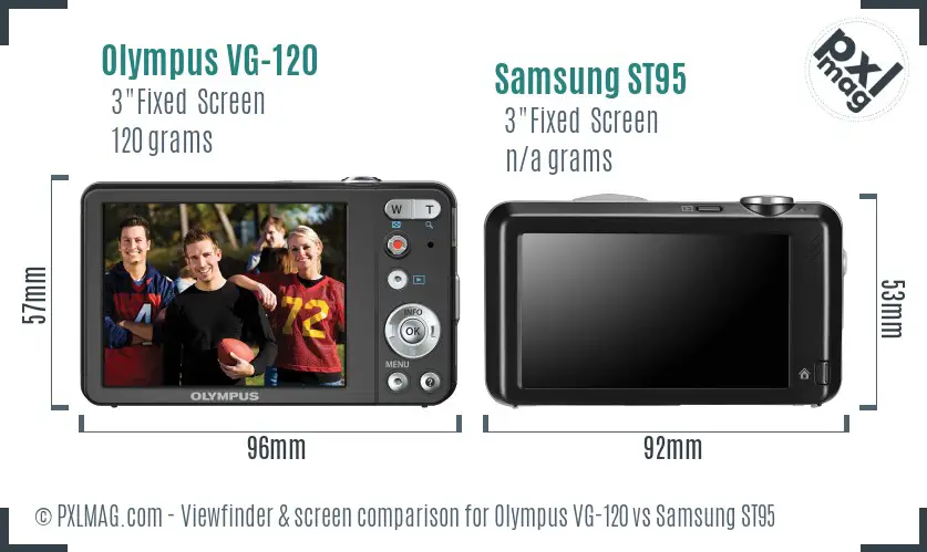 Olympus VG-120 vs Samsung ST95 Screen and Viewfinder comparison