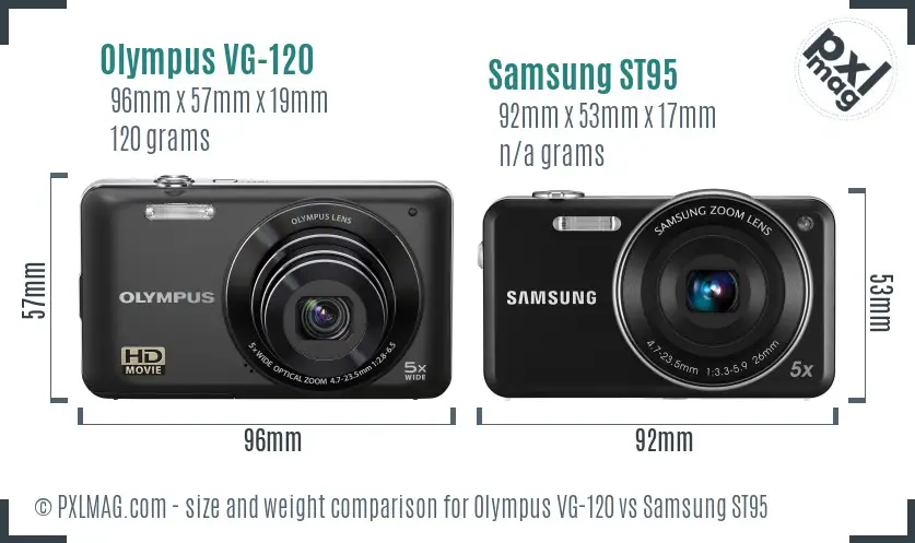 Olympus VG-120 vs Samsung ST95 size comparison