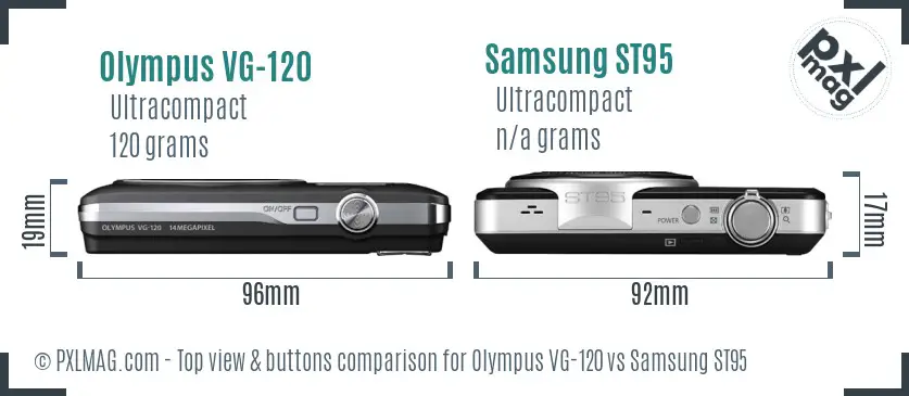 Olympus VG-120 vs Samsung ST95 top view buttons comparison
