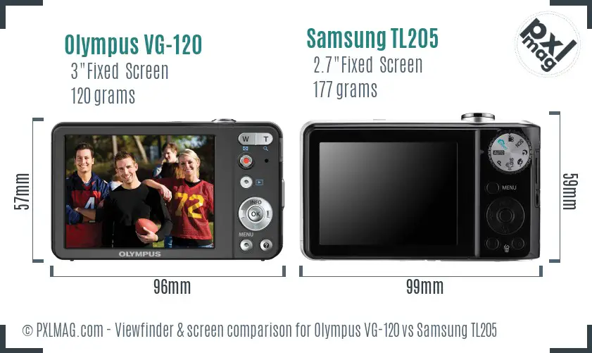 Olympus VG-120 vs Samsung TL205 Screen and Viewfinder comparison Olympus VG-120 vs Samsung TL205 Screen and Viewfinder comparison