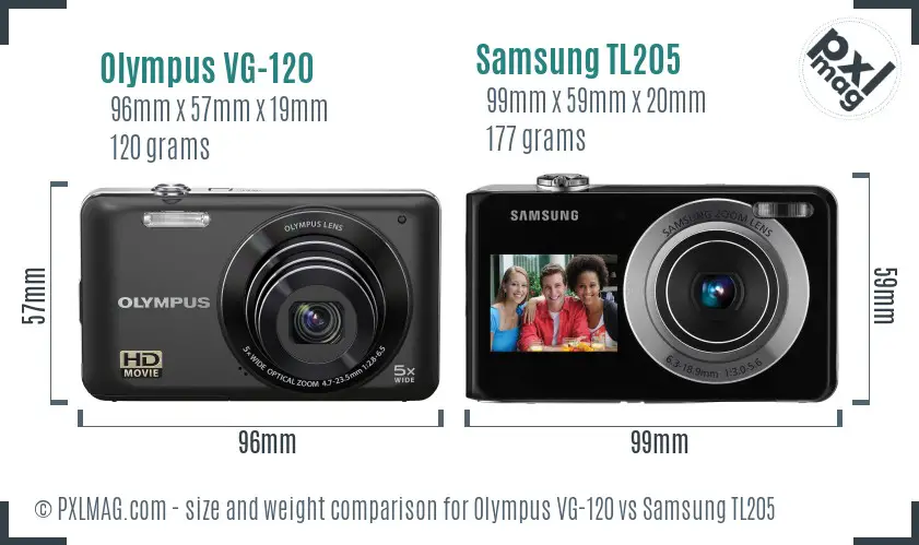 Olympus VG-120 vs Samsung TL205 size comparison Olympus VG-120 vs Samsung TL205 size comparison