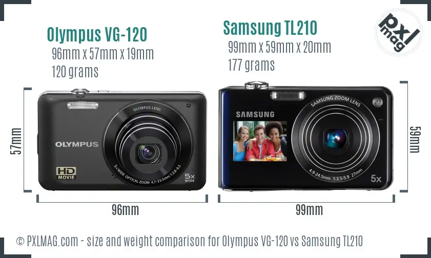 Olympus VG-120 vs Samsung TL210 size comparison