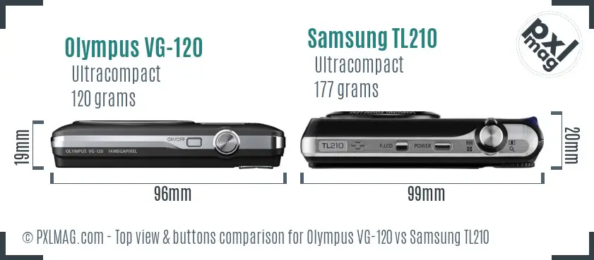 Olympus VG-120 vs Samsung TL210 top view buttons comparison