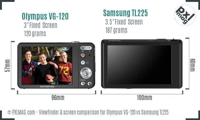 Olympus VG-120 vs Samsung TL225 Screen and Viewfinder comparison