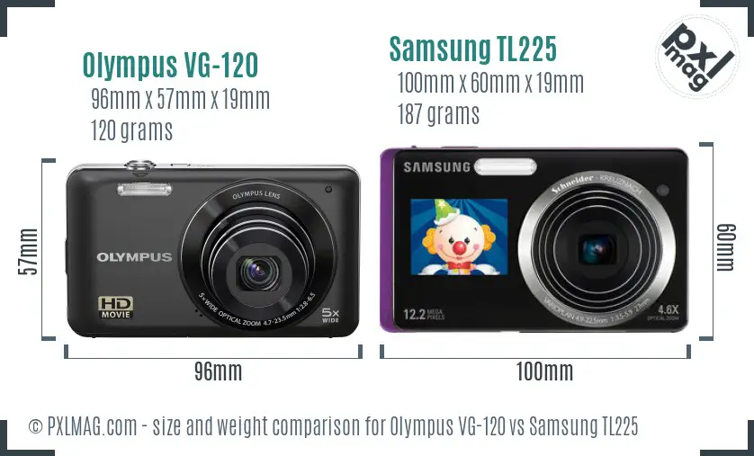 Olympus VG-120 vs Samsung TL225 size comparison