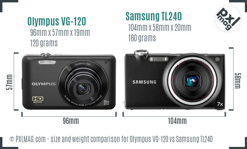 Olympus VG-120 vs Samsung TL240 size comparison