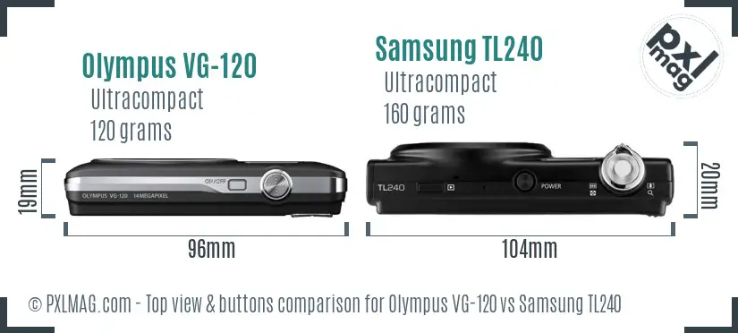 Olympus VG-120 vs Samsung TL240 top view buttons comparison