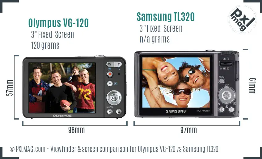 Olympus VG-120 vs Samsung TL320 Screen and Viewfinder comparison