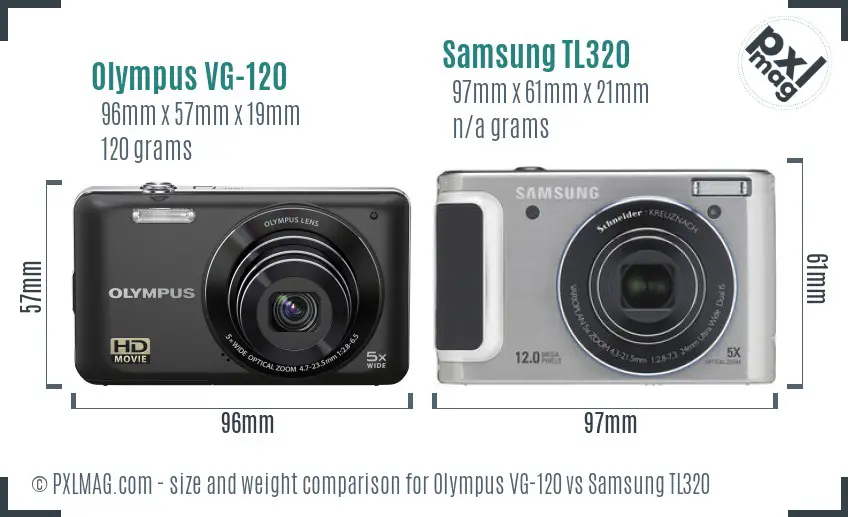 Olympus VG-120 vs Samsung TL320 size comparison