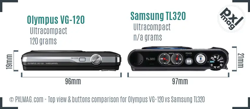 Olympus VG-120 vs Samsung TL320 top view buttons comparison