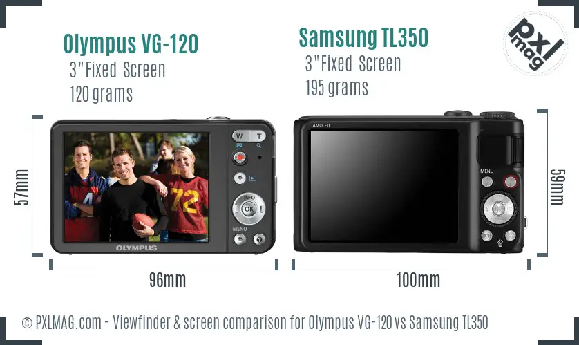 Olympus VG-120 vs Samsung TL350 Screen and Viewfinder comparison