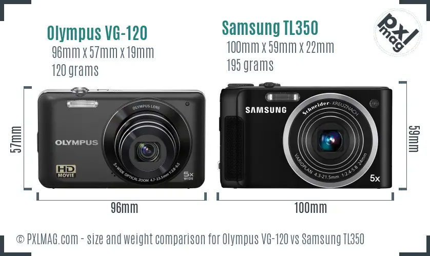 Olympus VG-120 vs Samsung TL350 size comparison