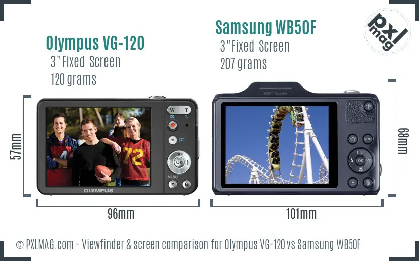 Olympus VG-120 vs Samsung WB50F Screen and Viewfinder comparison