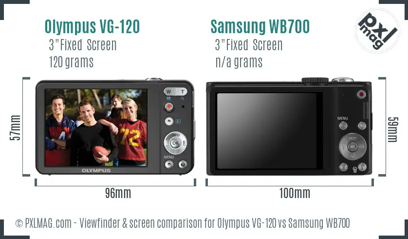 Olympus VG-120 vs Samsung WB700 Screen and Viewfinder comparison