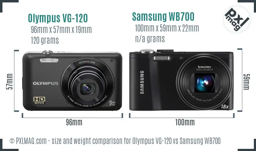 Olympus VG-120 vs Samsung WB700 size comparison Olympus VG-120 vs Samsung WB700 size comparison
