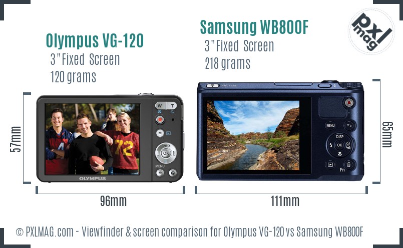 Olympus VG-120 vs Samsung WB800F Screen and Viewfinder comparison