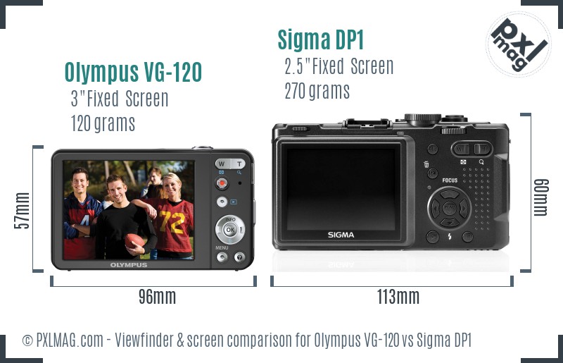 Olympus VG-120 vs Sigma DP1 Screen and Viewfinder comparison