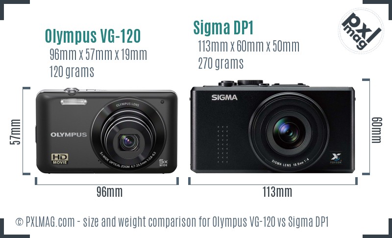 Olympus VG-120 vs Sigma DP1 size comparison Olympus VG-120 vs Sigma DP1 size comparison