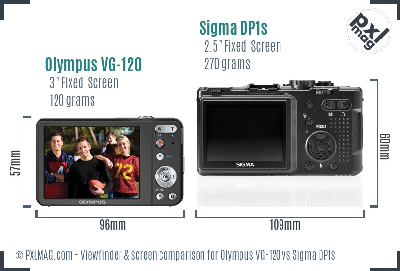 Olympus VG-120 vs Sigma DP1s Screen and Viewfinder comparison