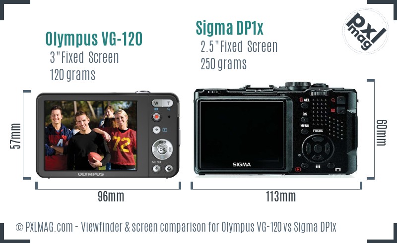 Olympus VG-120 vs Sigma DP1x Screen and Viewfinder comparison