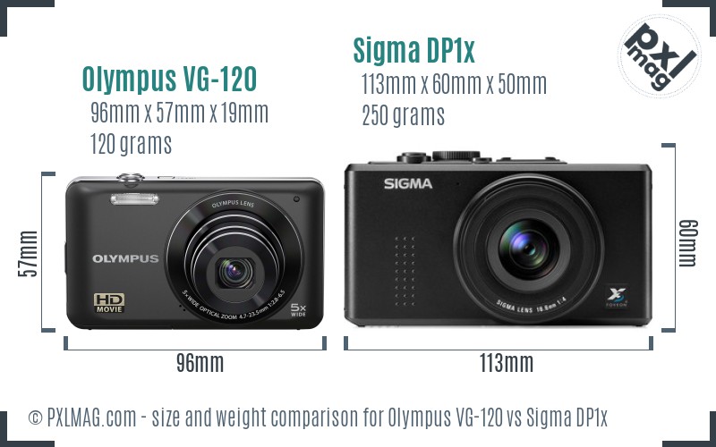 Olympus VG-120 vs Sigma DP1x size comparison
