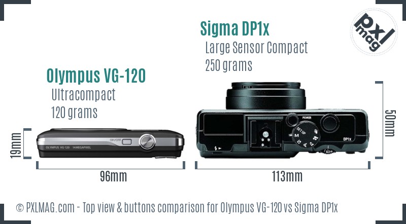Olympus VG-120 vs Sigma DP1x top view buttons comparison