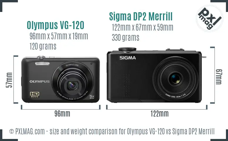 Olympus VG-120 vs Sigma DP2 Merrill size comparison
