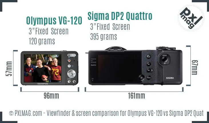 Olympus VG-120 vs Sigma DP2 Quattro Screen and Viewfinder comparison