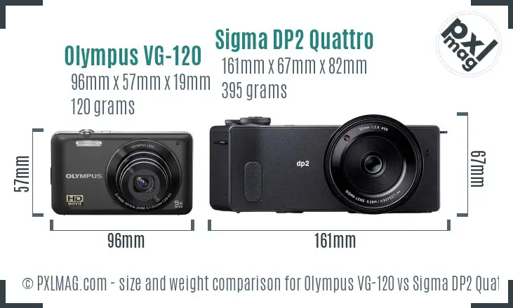 Olympus VG-120 vs Sigma DP2 Quattro size comparison