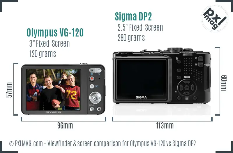 Olympus VG-120 vs Sigma DP2 Screen and Viewfinder comparison Olympus VG-120 vs Sigma DP2 Screen and Viewfinder comparison